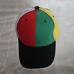 Colorful Men's Baseball Cap One Size Black, Green, Red, Yellow & White